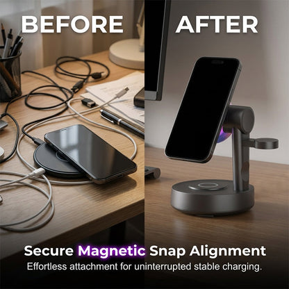 Station de Charge Magnétique 3-en-1 avec Enceinte Bluetooth