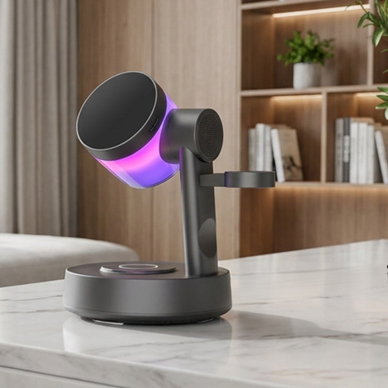Station de Charge Magnétique 3-en-1 avec Enceinte Bluetooth