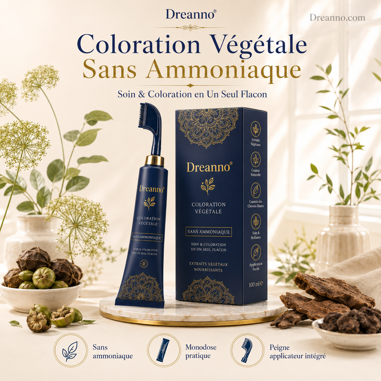 Peigne à colorer aux herbes pour un usage domestique