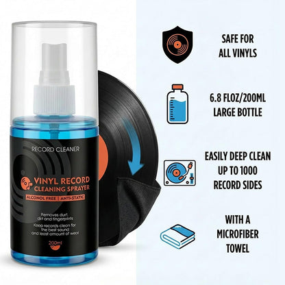 🎵 Spray Nettoyant Anti-Statique pour Vinyles – Sans Alcool, Anti-Poussière, Brume Fine ✨