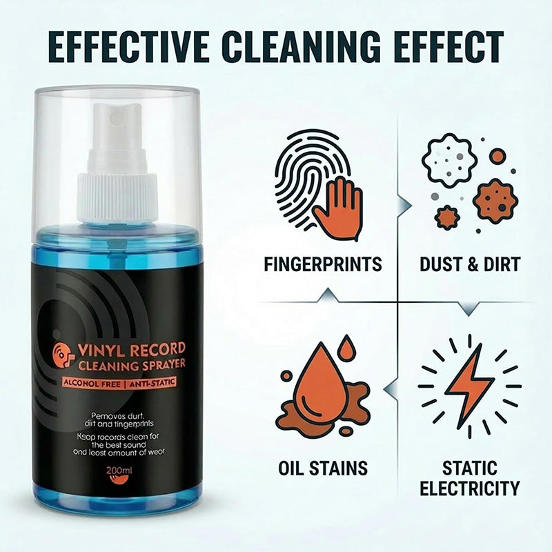 🎵 Spray Nettoyant Anti-Statique pour Vinyles – Sans Alcool, Anti-Poussière, Brume Fine ✨