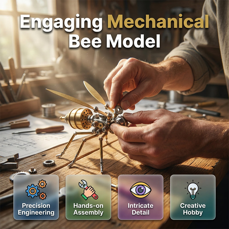 🐝 Kit de Maquette 3D Abeille Mécanique en Métal – Puzzle DIY Steampunk⚙️