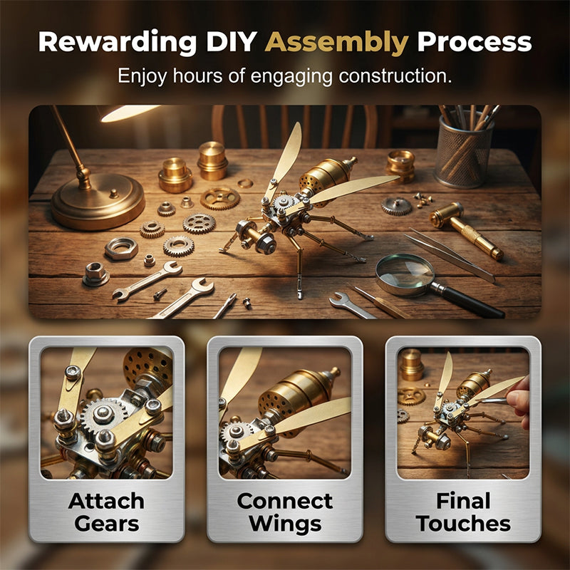 🐝 Kit de Maquette 3D Abeille Mécanique en Métal – Puzzle DIY Steampunk⚙️