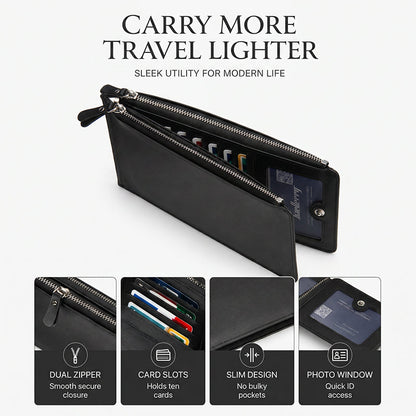 👔💼 PROMO -50% ! Portefeuille Long Slim Homme – Design Ultra-Fin Élégant, Grande Capacité Multi-Compartiments, Cuir Premium, Cadeau Idéal · 2 Coloris Noir & Café ✨