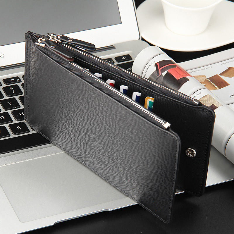 👔💼 PROMO -50% ! Portefeuille Long Slim Homme – Design Ultra-Fin Élégant, Grande Capacité Multi-Compartiments, Cuir Premium, Cadeau Idéal · 2 Coloris Noir & Café ✨