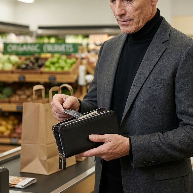 👔💼 PROMO -50% ! Portefeuille Long Slim Homme – Design Ultra-Fin Élégant, Grande Capacité Multi-Compartiments, Cuir Premium, Cadeau Idéal · 2 Coloris Noir & Café ✨