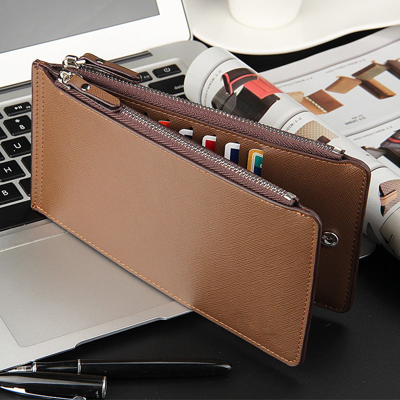 👔💼 PROMO -50% ! Portefeuille Long Slim Homme – Design Ultra-Fin Élégant, Grande Capacité Multi-Compartiments, Cuir Premium, Cadeau Idéal · 2 Coloris Noir & Café ✨