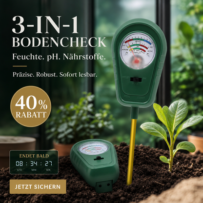 🌱 50 % DE RÉDUCTION ! 🔥 Analyseur de sol 3 en 1 avec affichage à aiguille – Mesure le pH, l'humidité et la luminosité – Idéal pour le jardin, la pelouse ou les plantes en pot – Montage facile, sans piles 🌿
